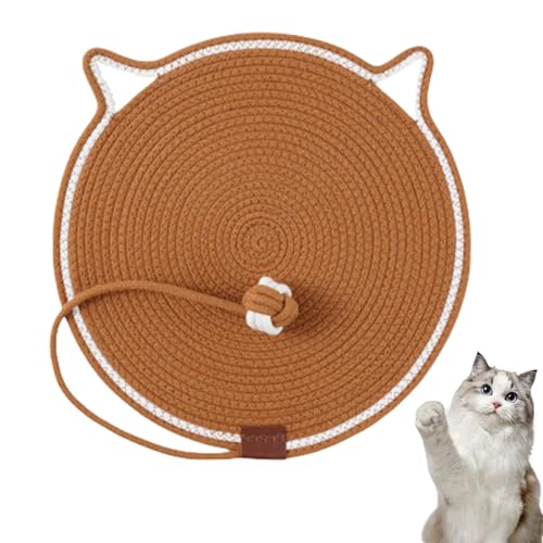 Kratzwunden, Kratzunterlage Katzen, Katzenbett mit Kratzmatte 2 und 1, Handgewebte, katzenförmige Ganzjahres-Hundeschlafmatte und Katzenkratzmatte (Braun) von Snrtevu