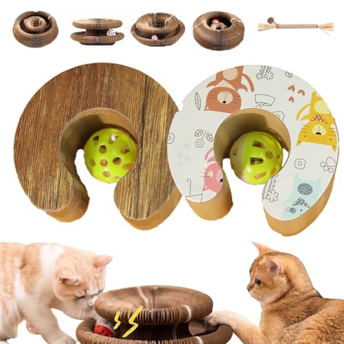 Magisches Kratzbrett, Zusammenklappbares Interaktives Katzenspielzeug, Katzenwirbel Für Den Drinnen Und Draußen, Nie Wieder Zerkratze Möbel (2PCS-1) von Snrtevu
