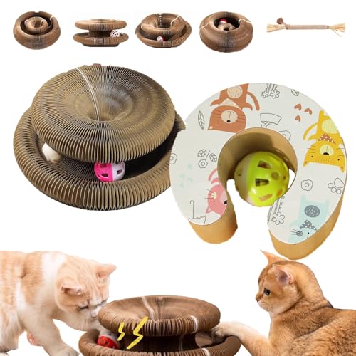 Magisches Kratzbrett, Zusammenklappbares Interaktives Katzenspielzeug, Katzenwirbel Für Den Drinnen Und Draußen, Nie Wieder Zerkratze Möbel (2PCS-3) von Snrtevu