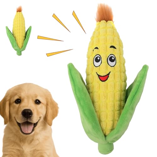 Maiskölbchen-Quietschspielzeug Hund, Plüschmais Kauspielzeug Welpe, Multifunktionelles Interaktives Spielzeug, Buntes Hundespielzeug zur Linderung von Langeweile (1pc) von Snrtevu