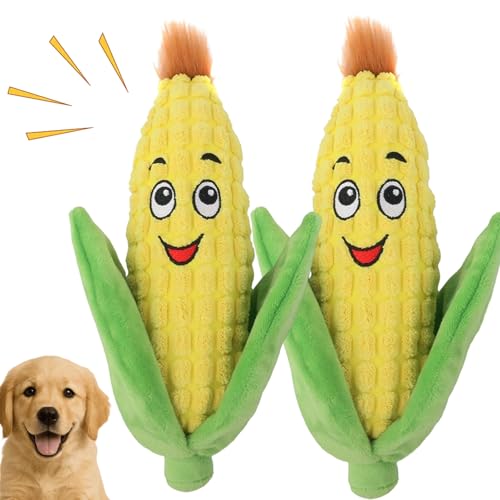 Maiskölbchen-Quietschspielzeug Hund, Plüschmais Kauspielzeug Welpe, Multifunktionelles Interaktives Spielzeug, Buntes Hundespielzeug zur Linderung von Langeweile (2pcs) von Snrtevu