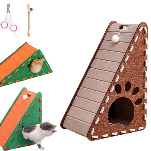 Mellowkin Cat Scratcher Felt, Vertical/Triangular Felt Cat Scratcher, L Shape Cat Scratching Board for Indoor Cats, Prevent cat Scratching Furniture, Durable Easy to Clean, Wear-Resistant (Style-6) von Snrtevu