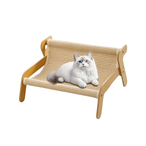 MiauLounge Bequeme Katzenliege mit kratzfester Oberflache, 2-in-1-katzenhängematten-lounge, Sisal Cat Chair für Indoor Spielmöbel (Leinen-Stil) von Snrtevu