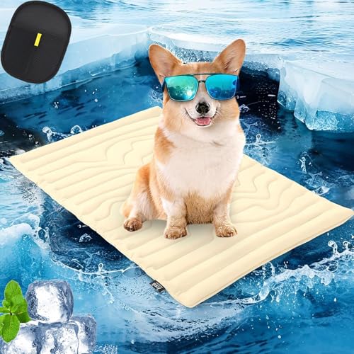 Mondpfote Kühlmatte, Mondpfote Chillcare Pro Für Kiste, Boden, Autositz, Kühlmatte Für Hunde, Doppelseitiges, Sanftes, Verschleißfestes Design,Kühlmatte Hund Ideal Für Heiße Tage (BEIGE,M-91 * 58 cm) Mondpfote Kühlmatte, Mondpfote Chillcare Pro Für Kiste, Boden, Autositz, Kühlmatte Für Hunde, Doppelseitiges, Sanftes, Verschleißfestes Design,Kühlmatte Hund Ideal Für Heiße Tage (BEIGE,M-91 * 58 cm) von Snrtevu
