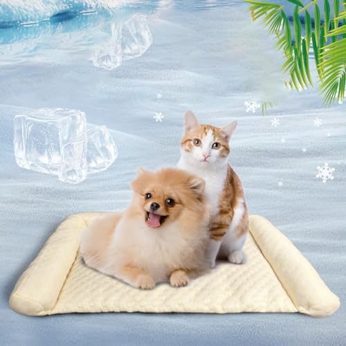 HeatRelief Cooling Dog Bed, Pelzbarn Kühlendes Sofabett, maschinenwaschbar Kühlendes Hundebett, Hundedecke Sofa Halten Sie Ihr Fellbaby kühler und bequemer (Yellow,XXXL(120 * 80)) von Snrtevu