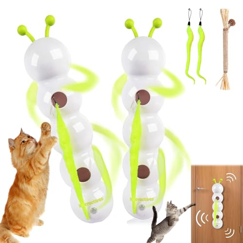 Pfoten-bedarf Interaktives Katzen Versteck Raupen Spielzeug, Wuselwurm Katzenspielzeug mit Saugnapf, Katzenspielzeug Wurm Wand & Fenster Montiert, föRdert Jagdtrieb & Bewegung (Style-1,2PCS) von Snrtevu