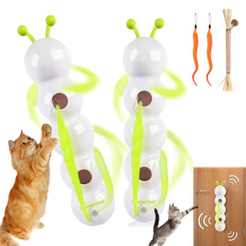 Pfoten-bedarf Interaktives Katzen Versteck Raupen Spielzeug, Wuselwurm Katzenspielzeug mit Saugnapf, Katzenspielzeug Wurm Wand & Fenster Montiert, föRdert Jagdtrieb & Bewegung (Style-2,2PCS) von Snrtevu