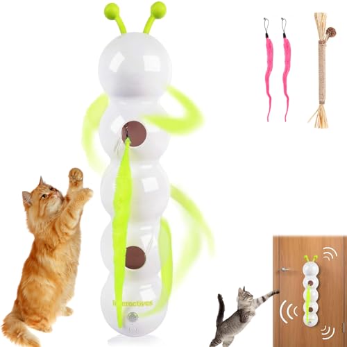 Pfoten-bedarf Interaktives Katzen Versteck Raupen Spielzeug, Wuselwurm Katzenspielzeug mit Saugnapf, Katzenspielzeug Wurm Wand & Fenster Montiert, föRdert Jagdtrieb & Bewegung (Style-3,1PC) von Snrtevu