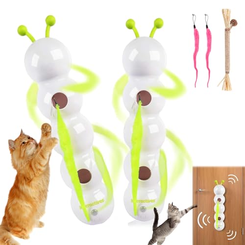 Pfoten-bedarf Interaktives Katzen Versteck Raupen Spielzeug, Wuselwurm Katzenspielzeug mit Saugnapf, Katzenspielzeug Wurm Wand & Fenster Montiert, föRdert Jagdtrieb & Bewegung (Style-3,2PCS) von Snrtevu