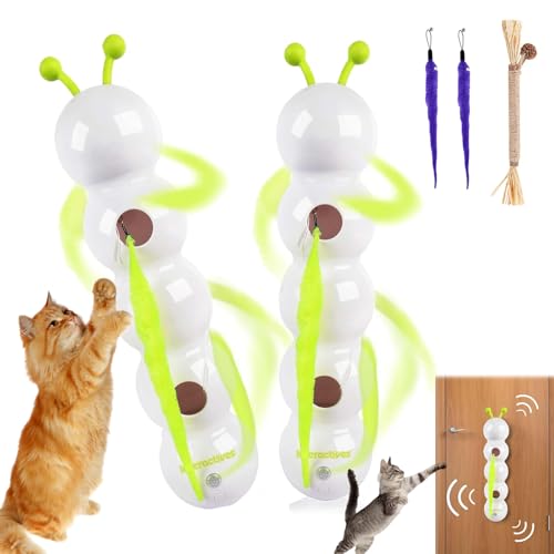 Pfoten-bedarf Interaktives Katzen Versteck Raupen Spielzeug, Wuselwurm Katzenspielzeug mit Saugnapf, Katzenspielzeug Wurm Wand & Fenster Montiert, föRdert Jagdtrieb & Bewegung (Style-4,2PCS) von Snrtevu