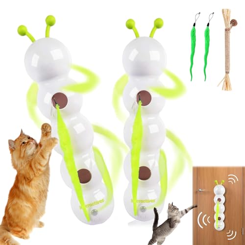 Pfoten-bedarf Interaktives Katzen Versteck Raupen Spielzeug, Wuselwurm Katzenspielzeug mit Saugnapf, Katzenspielzeug Wurm Wand & Fenster Montiert, föRdert Jagdtrieb & Bewegung (Style-5,2PCS) von Snrtevu