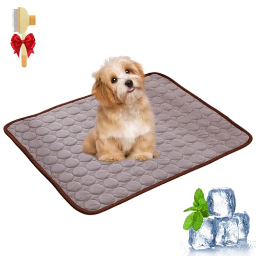 Pfotenfrost Matte, Pfotenfrost Matte für Katzen, Eiskühler Stoff, Schützt Deinen Hund Vor Überhitzung, für Gartenbett, Haus und Autositz (Braun, L(100 * 70cm)) von Snrtevu