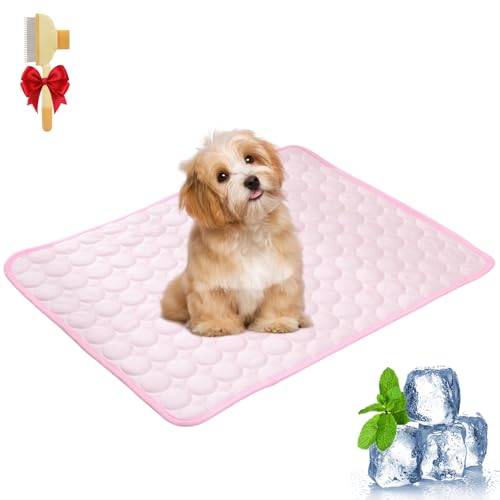 Pfotenfrost Matte, Pfotenfrost Matte für Katzen, Eiskühler Stoff, Schützt Deinen Hund Vor Überhitzung, für Gartenbett, Haus und Autositz (Rosa, L(100 * 70cm)) von Snrtevu