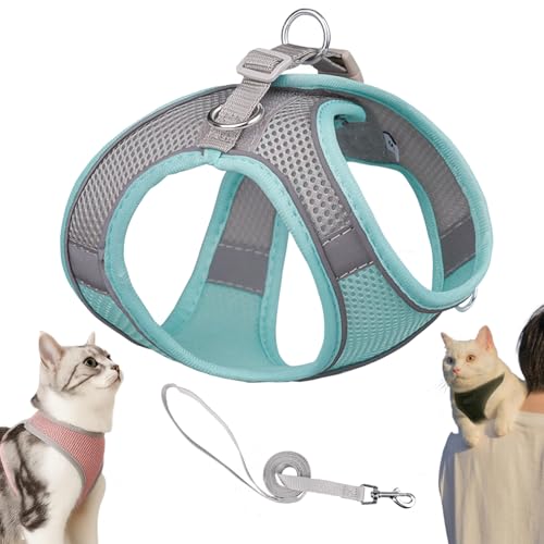 Serenosole Stimulicat Katzengeschirr, Katzengeschirr Mit Leine Ausbruchsicher, Atmungsaktive Bequemes, Mit Reflektierenden Streifen, Geeignet FüR Katzen (Mintgrün,XS) von Snrtevu