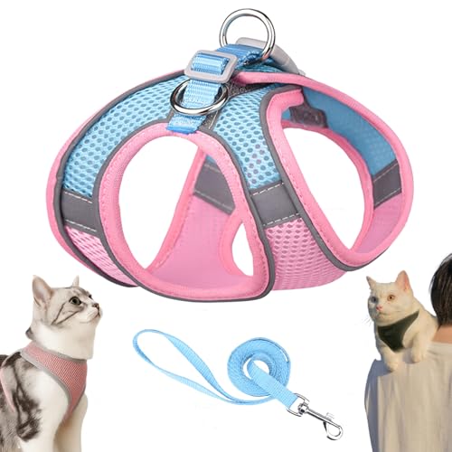 Serenosole Stimulicat Katzengeschirr, Katzengeschirr Mit Leine Ausbruchsicher, Atmungsaktive Bequemes, Mit Reflektierenden Streifen, Geeignet FüR Katzen (Puderblau,XS) von Snrtevu