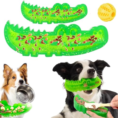 Slow-Feed Chew & Fetch Crocodile Dog Toy, Dog Chew Toys for Freezer, Doggo Feeder Toy-Bauble Food Puzzle Slow Feeder for Safe Chewing & Dental Care, Suit Every Breed (2PCS-Mix) von Snrtevu