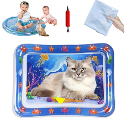 Snrtevu Aquanap Für Katzen, Wassermatte Katzen Kratzfest, Katzen Spiel&Kühl Wassermatte Rund, Kühlend, Spielerisch & Total Stressfrei, Verdickte Wasserspielmatte Für Katze Hund Und Baby (Stil-3) von Snrtevu