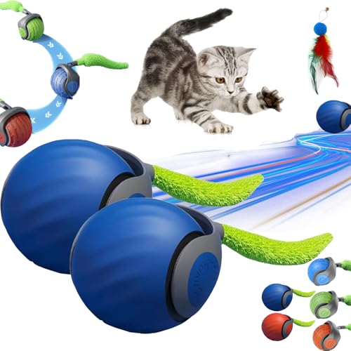 Snrtevu Chase Master Pro Katzenspielzeug, 2025 Neu Chasemaster Pro, Katzenspielzeug Ball Mit Unvorhersehbaren Bewegungen, Berührungsaktiviertem Spiel Und Hinderniserkennung (2PCS-1) von Snrtevu
