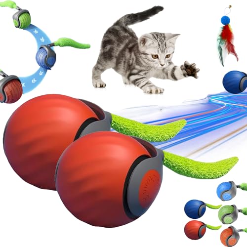 Snrtevu Chase Master Pro Katzenspielzeug, 2025 Neu Chasemaster Pro, Katzenspielzeug Ball Mit Unvorhersehbaren Bewegungen, Berührungsaktiviertem Spiel Und Hinderniserkennung (2PCS-2) von Snrtevu