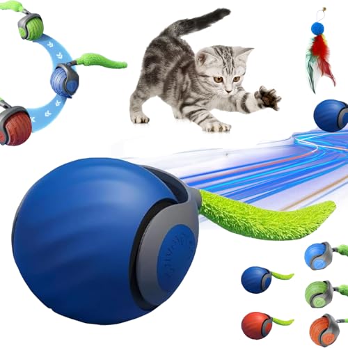 Snrtevu Chase Master Pro Katzenspielzeug, 2025 Neu Chasemaster Pro, Katzenspielzeug Ball Mit Unvorhersehbaren Bewegungen, Berührungsaktiviertem Spiel Und Hinderniserkennung (Blue) von Snrtevu