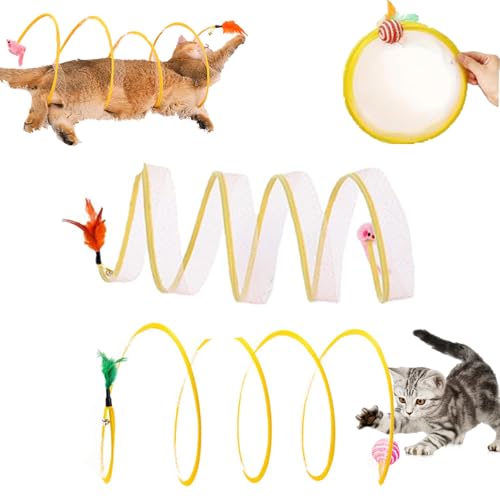 Snrtevu Fell-Buddy Tatzenwirbel, Katzenspielzeug Spirale, Folded S Katzen Tunnel Spielzeug, S-Typ Katzentunnel Spielzeug, Self-Play Cat Hunting Spiral Tunnel Toy for Kittens (Stil-3) von Snrtevu