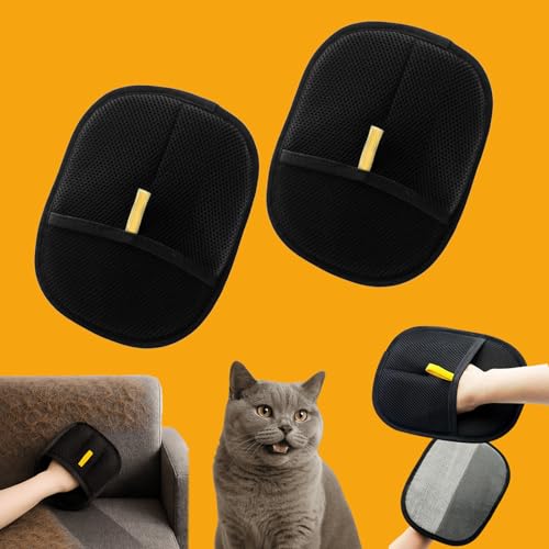 Snrtevu Fellmagnet, Static Removal Gloves, Versatile Double Sided Pet Grooming Gloves, Reusable Pet Hair Remover Glove for Dog & Cat Washing Deshedding Grooming (2pcs) von Snrtevu