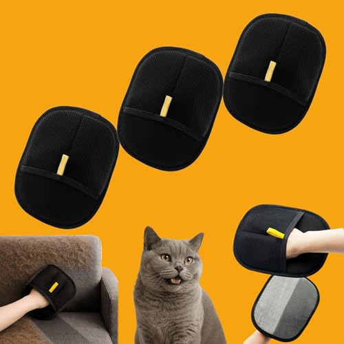 Snrtevu Fellmagnet, Static Removal Gloves, Versatile Double Sided Pet Grooming Gloves, Reusable Pet Hair Remover Glove for Dog & Cat Washing Deshedding Grooming (3pcs) von Snrtevu