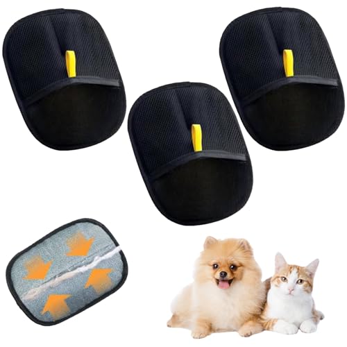 Snrtevu Fellwischer, Fellwischer-Katze, Tierhaarentferner Handschuh für Hunde & Katzen, Wiederverwendbare Fell Magnet Handschuh für Haustiere, Kleidung, Sofa (3pcs) von Snrtevu