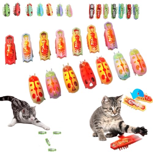 Snrtevu Flitzkäfer Katzenspielzeug, Pfoten Bedarf Flitzkäfer, Interaktives Katzenspielzeug Vibrierenden Insektenspielzeug, Automatisches Unberechenbare Bewegungen Für Endlosen Katzenspaß (2PCS-1) von Snrtevu