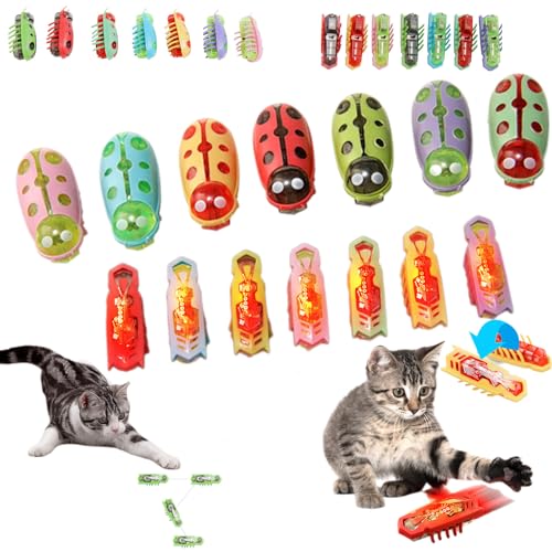 Snrtevu Flitzkäfer Katzenspielzeug, Pfoten Bedarf Flitzkäfer, Interaktives Katzenspielzeug Vibrierenden Insektenspielzeug, Automatisches Unberechenbare Bewegungen Für Endlosen Katzenspaß (2PCS-2) von Snrtevu