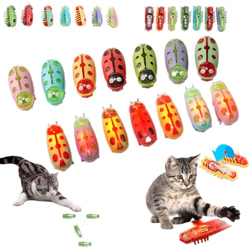 Snrtevu Flitzkäfer Katzenspielzeug, Pfoten Bedarf Flitzkäfer, Interaktives Katzenspielzeug Vibrierenden Insektenspielzeug, Automatisches Unberechenbare Bewegungen Für Endlosen Katzenspaß (2PCS-4) von Snrtevu