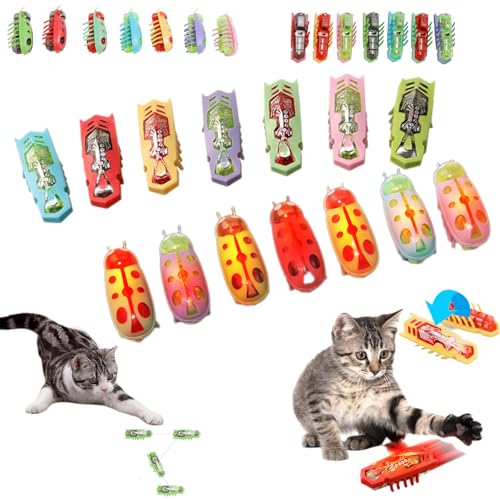 Snrtevu Flitzkäfer Katzenspielzeug, Pfoten Bedarf Flitzkäfer, Interaktives Katzenspielzeug Vibrierenden Insektenspielzeug, Automatisches Unberechenbare Bewegungen Für Endlosen Katzenspaß (2PCS-5) von Snrtevu