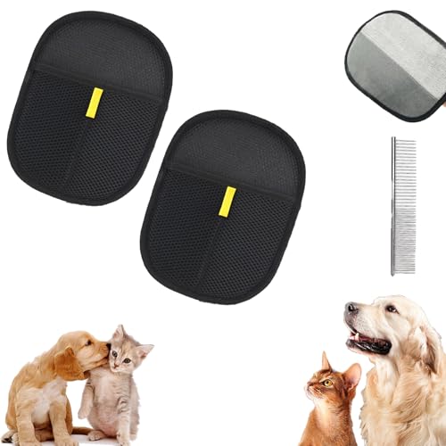 Snrtevu Haustier Handschuh, Haustierhaar Entfernungs Handschuh, Tierhaar Tschüss nimmt Tierhaare mühelos auf, Antistatische, Funktioniert überall: Teppich, Sofa, Bettwäsche, Auto (2PCS,Normale) von Snrtevu