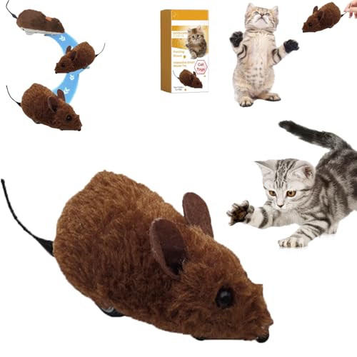 Snrtevu Mausspielzeug Für Katzen Und Hunde, Plüschmaus Simulation Klingendes Katzenspielzeug, Uhrwerk Maus Für Katzen Bewegungsaktivierter, Ideale Beschäftigung Für Katzen (1PC) von Snrtevu
