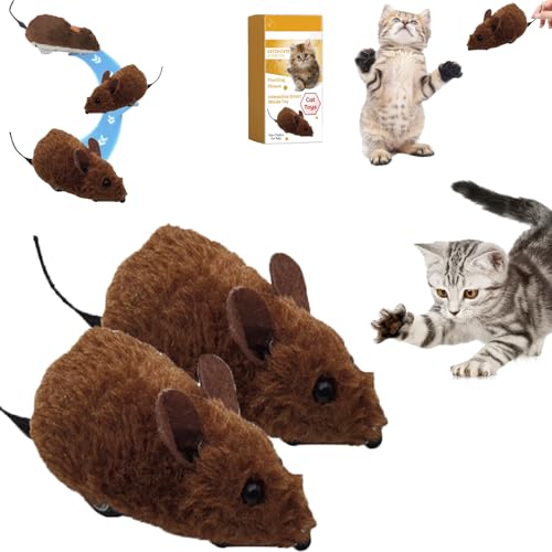 Snrtevu Mausspielzeug Für Katzen Und Hunde, Plüschmaus Simulation Klingendes Katzenspielzeug, Uhrwerk Maus Für Katzen Bewegungsaktivierter, Ideale Beschäftigung Für Katzen (2PCS) von Snrtevu