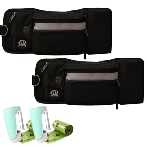 Snrtevu Multifunktions-Gassitasche, Hunde Bauchtasche Zum Tragen Mit Flaschenhalter Kotbeutelspender Und Verstellbarem Gurt, Gassitasche Entspannt Gassi Gehen, Leicht Reinigende (2PCS-2) von Snrtevu