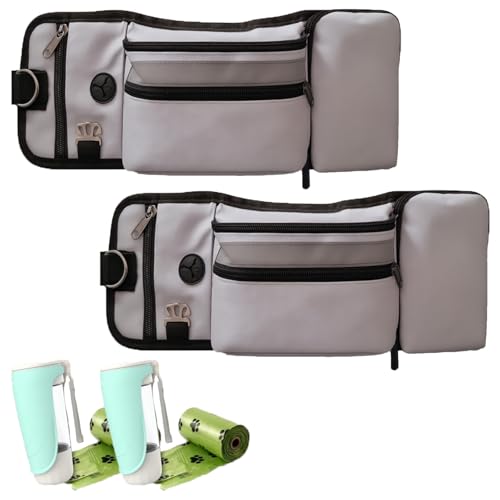 Snrtevu Multifunktions-Gassitasche, Hunde Bauchtasche Zum Tragen Mit Flaschenhalter Kotbeutelspender Und Verstellbarem Gurt, Gassitasche Entspannt Gassi Gehen, Leicht Reinigende (2PCS-3) von Snrtevu