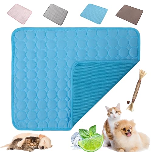 Snrtevu Pfotenfrost Matte, KüHlmatte für Hunde, Atmungsaktiv Waschbar SelbstküHlende Hundematte, Hundekissen für Zuhause, Auto, Garten Oder Unterwegs (Blau,XS) von Snrtevu