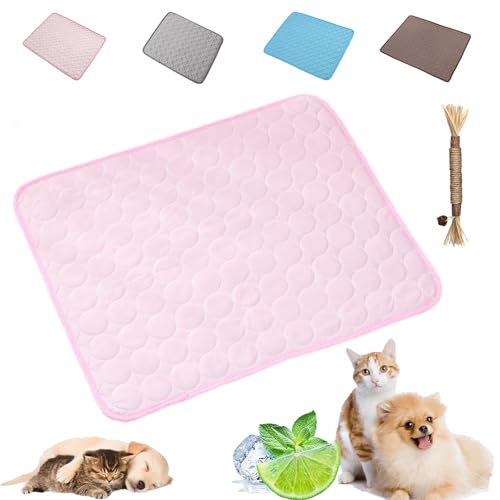 Snrtevu Pfotenfrost Matte, KüHlmatte für Hunde, Atmungsaktiv Waschbar SelbstküHlende Hundematte, Hundekissen für Zuhause, Auto, Garten Oder Unterwegs (Rosa,M) von Snrtevu