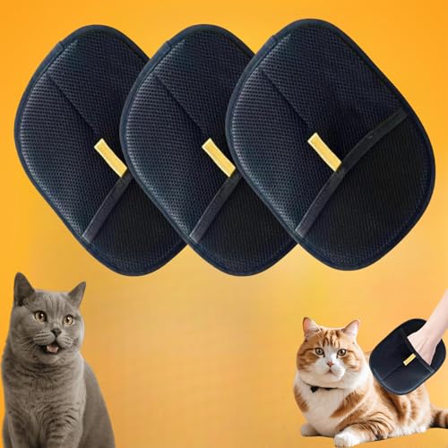 Snrtevu Doppelseitige Tierpflegehandschuhe, Wiederverwendbare Handschuhe zur Tierhaarentfernung, Katzenhandschuh, Hundehandschuh (DREI) von Snrtevu