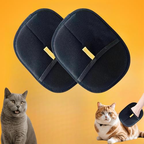Snrtevu Doppelseitige Tierpflegehandschuhe, Wiederverwendbare Handschuhe zur Tierhaarentfernung, Katzenhandschuh, Hundehandschuh (Zwei) von Snrtevu