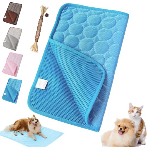 Snrtevu Premium Kühlmatte für Hunde, kühldecke Hund, Atmungsaktiv Waschbar SelbstküHlende Hundematte, Hundekissen für Zuhause, Auto, Garten Oder Unterwegs (Blau,XS) von Snrtevu