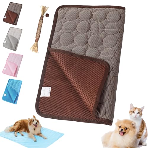 Snrtevu Premium Kühlmatte für Hunde, kühldecke Hund, Atmungsaktiv Waschbar SelbstküHlende Hundematte, Hundekissen für Zuhause, Auto, Garten Oder Unterwegs (Braun,XS) von Snrtevu