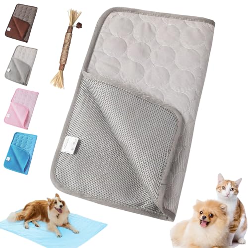 Snrtevu Premium Kühlmatte für Hunde, kühldecke Hund, Atmungsaktiv Waschbar SelbstküHlende Hundematte, Hundekissen für Zuhause, Auto, Garten Oder Unterwegs (Grau,XL) von Snrtevu