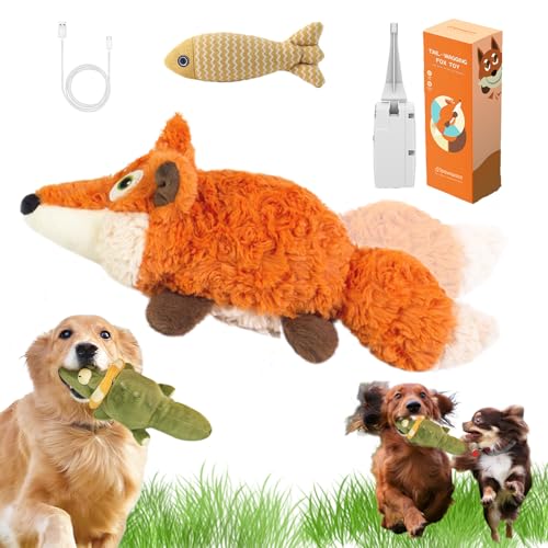Snrtevu The Mellow Dog - Calming Crocodile, Krokodil Hundespielzeug Quietschend, Interaktives Hundespielzeug Mit Automatischer Schwanzwedelfunktion FüR Hunde Und Katzen (A Fuchs) von Snrtevu