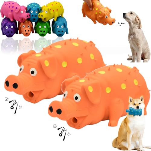 Snrtevu Tierbedarf-Plus Quietsch-Spaß Schweinchen - Hundespielzeug, Spotted Pig Sound Spielzeug, Hund Quietschende Schwein Spielzeug, Latex Schwein Hund Chew Spielzeug (2PCS-ORANGE) von Snrtevu