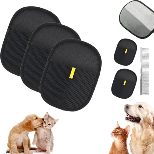 Snrtevu Tierhaar-entferner-Handschuhe, Tierhaar Tschüss, Tierhaarentferner Handschuh nimmt Tierhaare mühelos auf, Antistatische, Funktioniert überall: Teppich, Sofa, Bettwäsche, Auto (3PCS,Verdickte) von Snrtevu