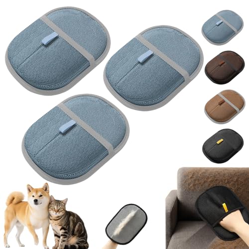 Snrtevu Tierhaarentferner Handschuh, 2025 Neu Pet Hair Remover Glove, Wiederverwendbare Antistatische Haarentfernungshandschuh FüR Haustiere, FüR Verwendet Reinigung Haarentfernung (Blau,3PCS) von Snrtevu