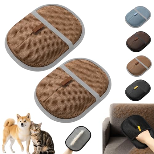 Snrtevu Tierhaarentferner Handschuh, 2025 Neu Pet Hair Remover Glove, Wiederverwendbare Antistatische Haarentfernungshandschuh FüR Haustiere, FüR Verwendet Reinigung Haarentfernung (Hellbraun,2PCS) von Snrtevu