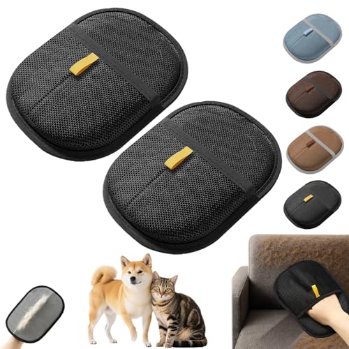 Snrtevu Tierhaarentferner Handschuh, 2025 Neu Pet Hair Remover Glove, Wiederverwendbare Antistatische Haarentfernungshandschuh FüR Haustiere, FüR Verwendet Reinigung Haarentfernung (Schwarz,2PCS) von Snrtevu